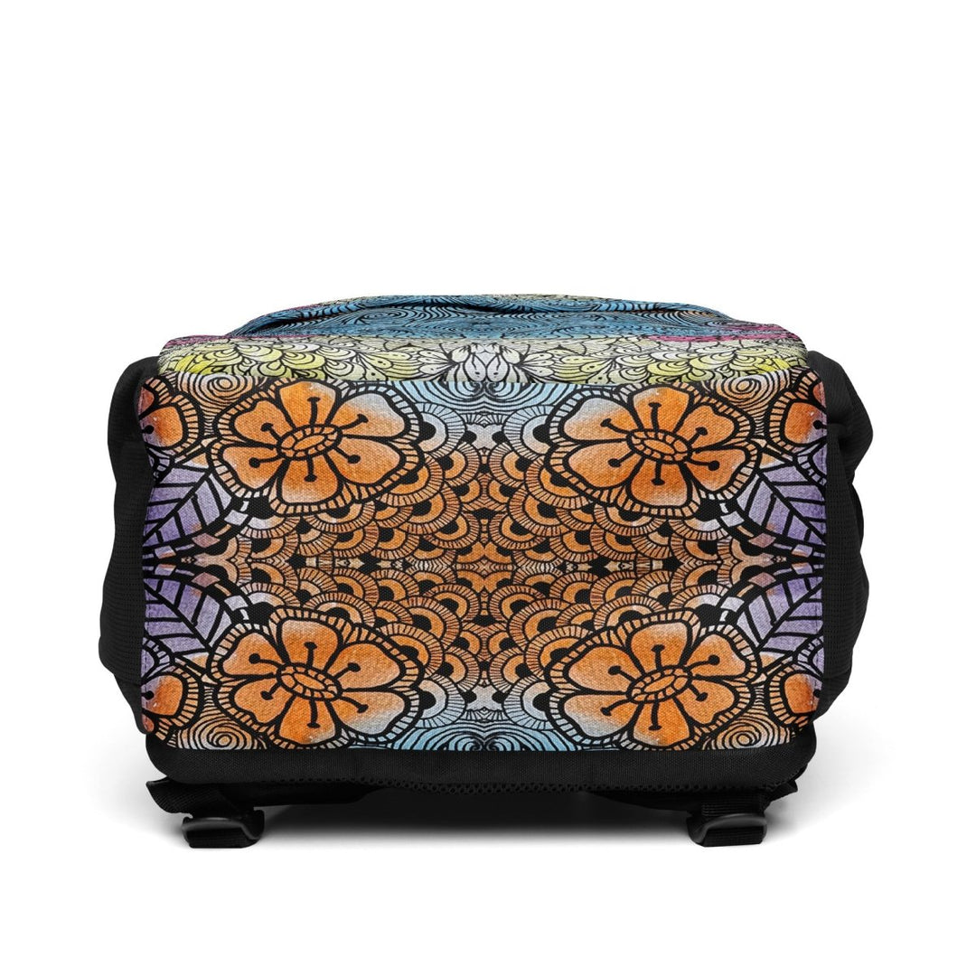 Boho Bloom Stripe Utility Backpack - Polendo Design Boho Bloom Stripe utility backpack
