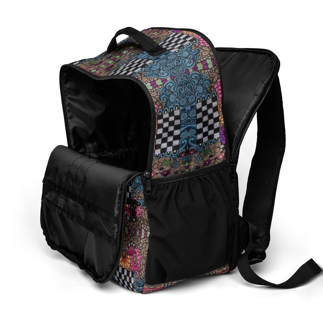 Whimsy Grid Bloom Backpack – Colorful Pattern Bag - Polendo Design backpack