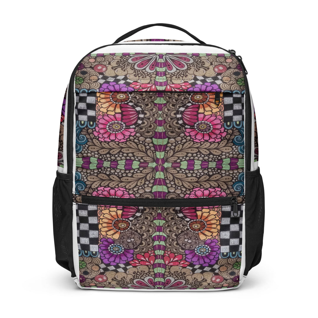 Whimsy Grid Bloom Backpack – Utility Backpack - Polendo Design backpack