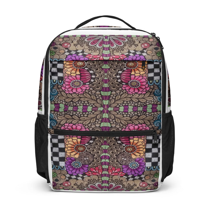Whimsy Grid Bloom Backpack – Utility Backpack - Polendo Design backpack