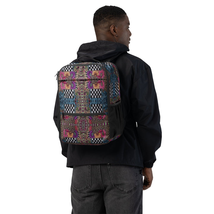 Whimsy Grid Bloom Backpack – Colorful Pattern Bag - Polendo Design backpack