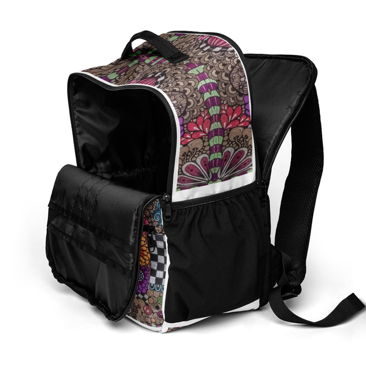 Whimsy Grid Bloom Backpack – Utility Backpack - Polendo Design backpack