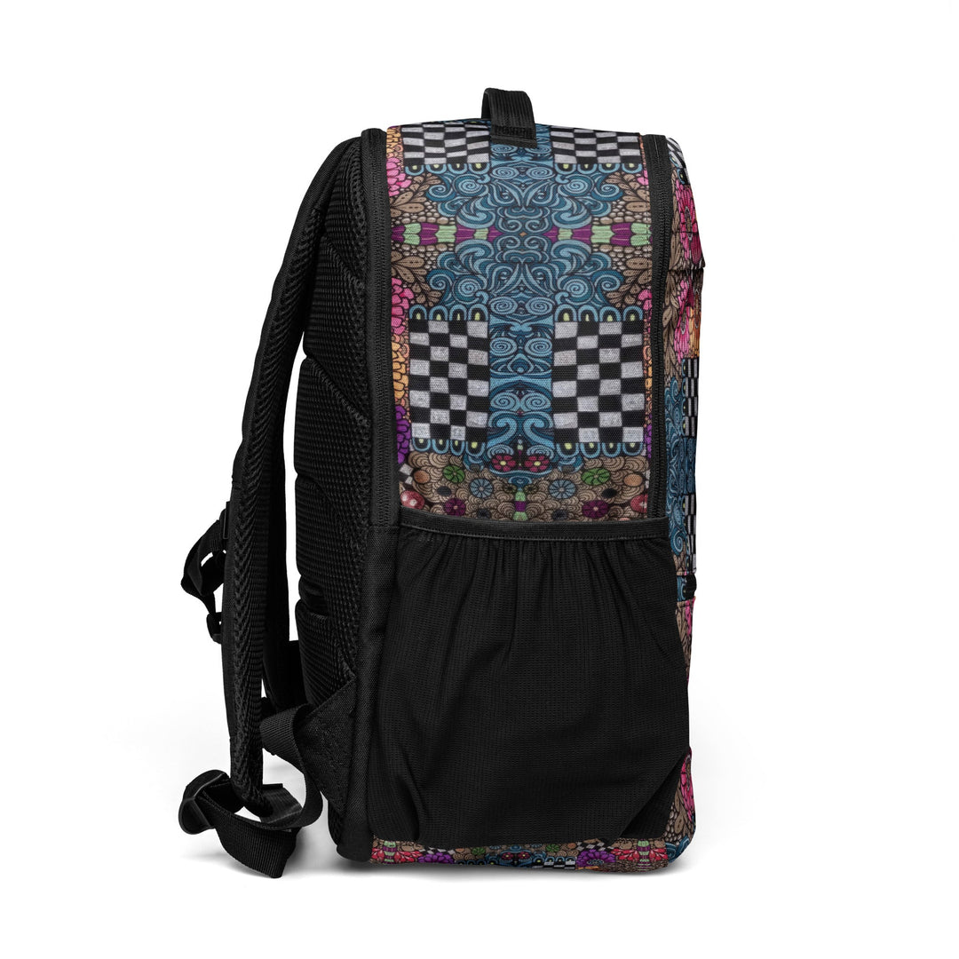 Whimsy Grid Bloom Backpack – Colorful Pattern Bag - Polendo Design backpack