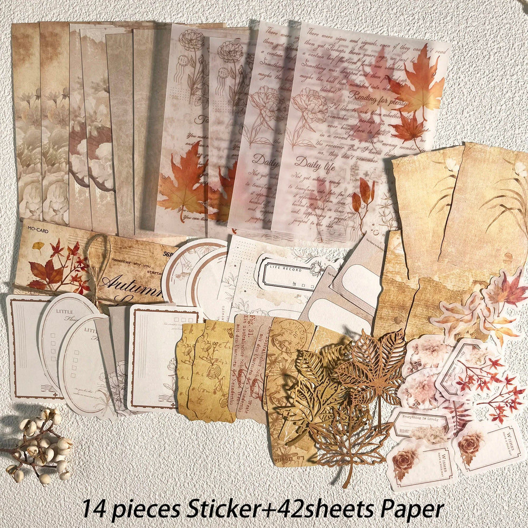 Vintage Scrapbook Kit (56pcs) – Aesthetic Journaling &amp; Sticker Set - Polendo Design vintage scrapbook kit