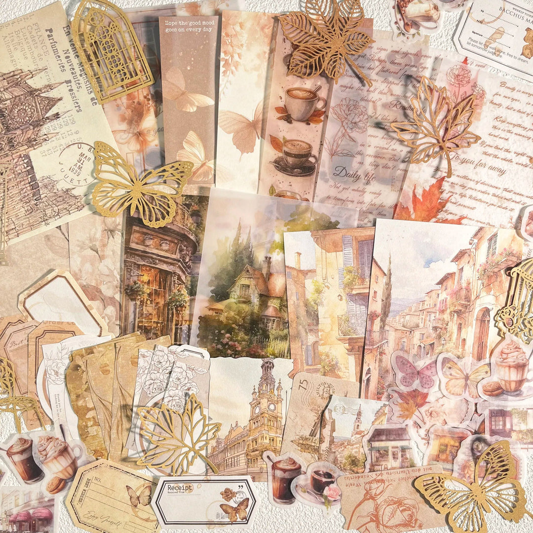 Vintage Scrapbook Kit (56pcs) – Aesthetic Journaling &amp; Sticker Set - Polendo Design vintage scrapbook kit