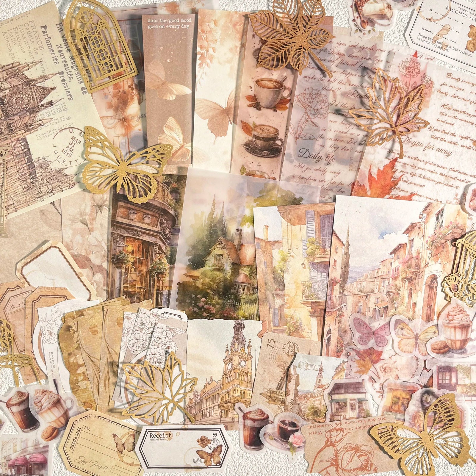 Vintage Scrapbook Kit (56pcs) – Aesthetic Journaling & Sticker Set - Polendo Design vintage scrapbook kit