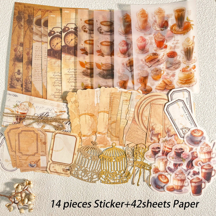Vintage Scrapbook Kit (56pcs) – Aesthetic Journaling &amp; Sticker Set - Polendo Design vintage scrapbook kit