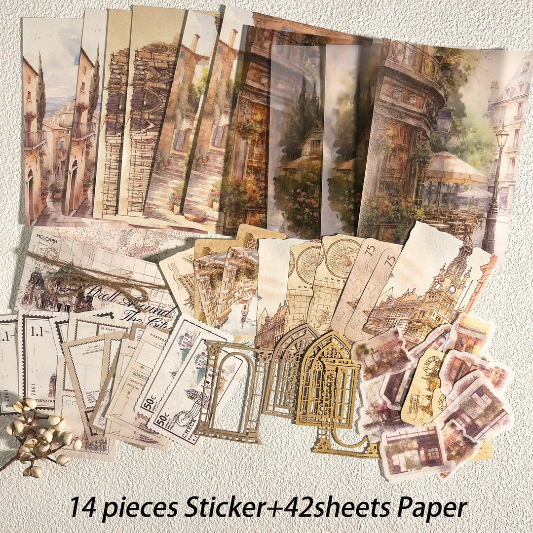 Vintage Scrapbook Kit (56pcs) – Aesthetic Journaling &amp; Sticker Set - Polendo Design vintage scrapbook kit