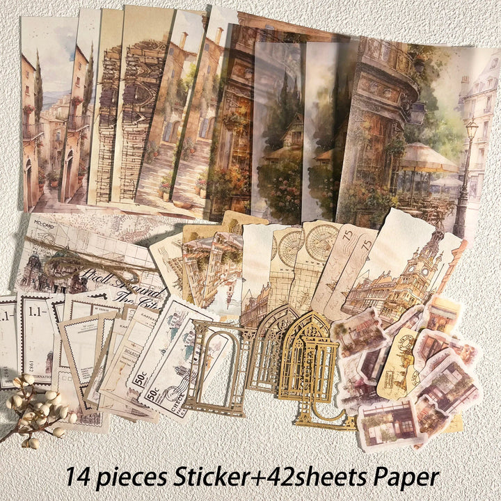 Vintage Scrapbook Kit (56pcs) – Aesthetic Journaling &amp; Sticker Set - Polendo Design vintage scrapbook kit