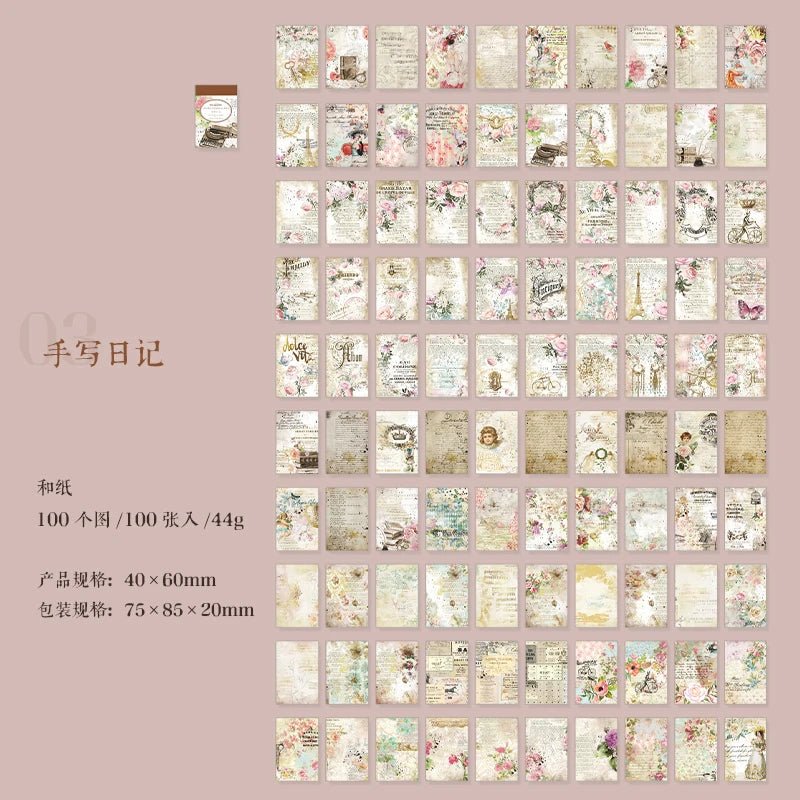 Vintage Sticker Set (100pcs) – Aesthetic Scrapbook &amp; Journal Stickers - Polendo Design vintage sticker set