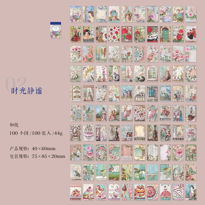 Vintage Sticker Set (100pcs) – Aesthetic Scrapbook &amp; Journal Stickers - Polendo Design vintage sticker set