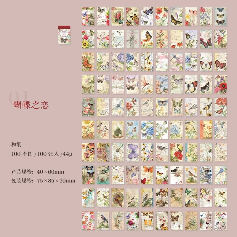 Vintage Sticker Set (100pcs) – Aesthetic Scrapbook &amp; Journal Stickers - Polendo Design vintage sticker set