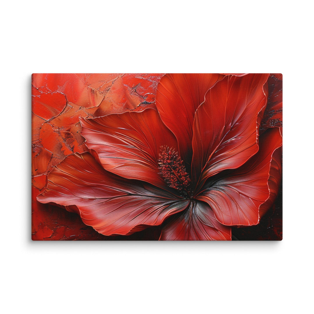 Whisper of Scarlet Red Flower Canvas Wall Art - Polendo Design red flower canvas wall art