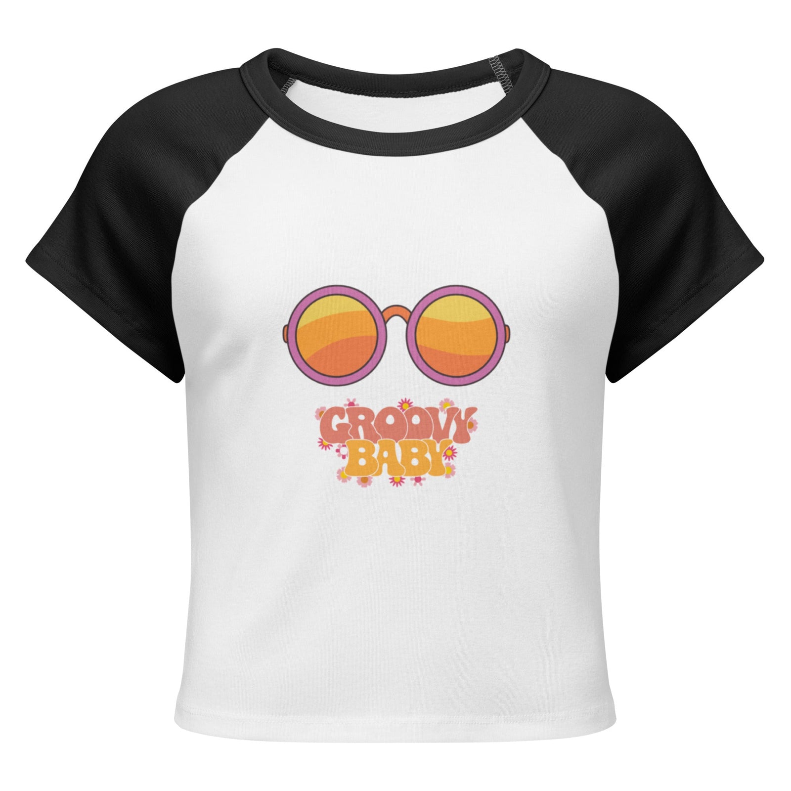 "Groovy Baby" Women’s micro rib raglan baby tee - Polendo Design women's micro rib raglan baby tee