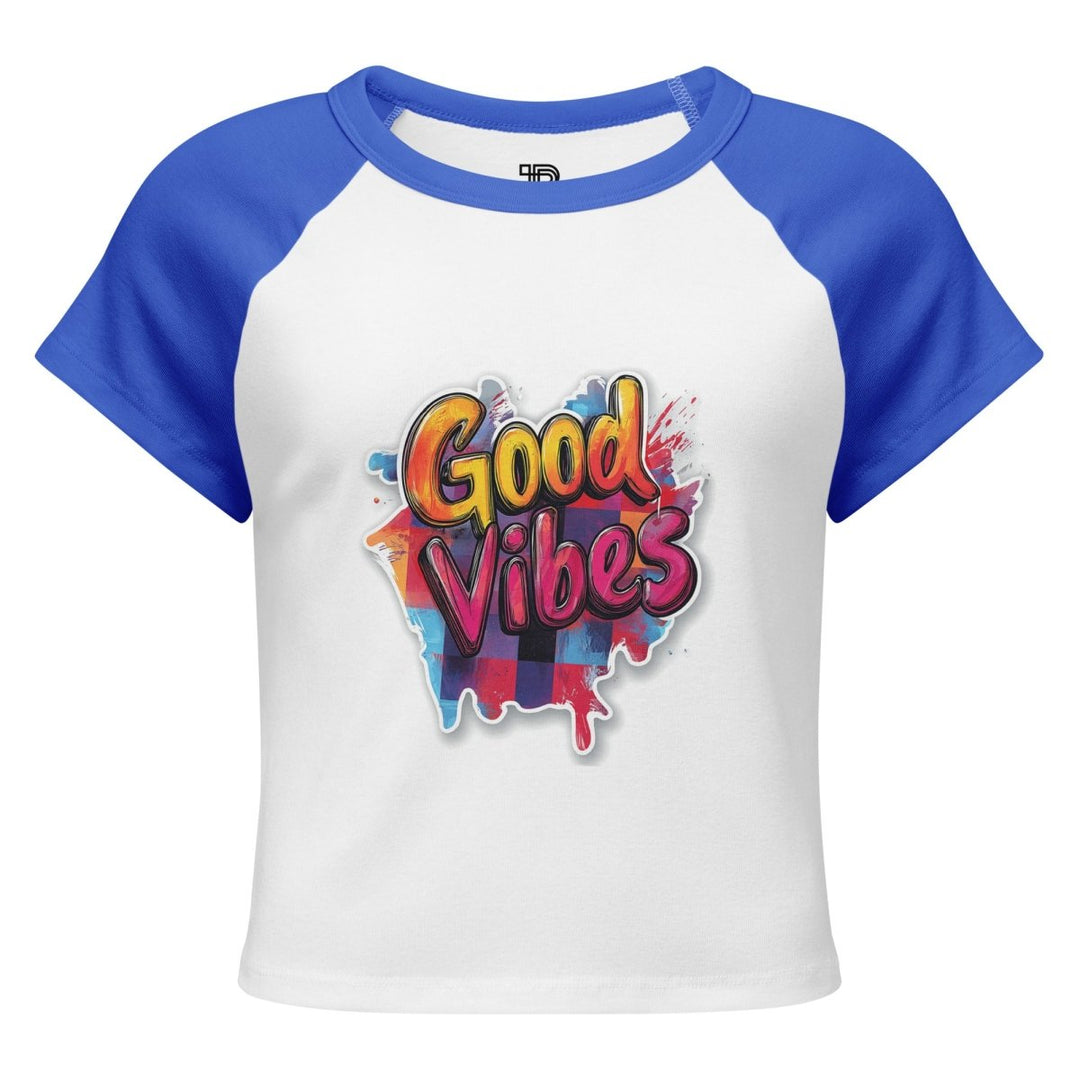 Good Vibes Micro-Rib Raglan Baby Tee - Polendo Design Good Vibes Micro-Rib Raglan Baby Tee