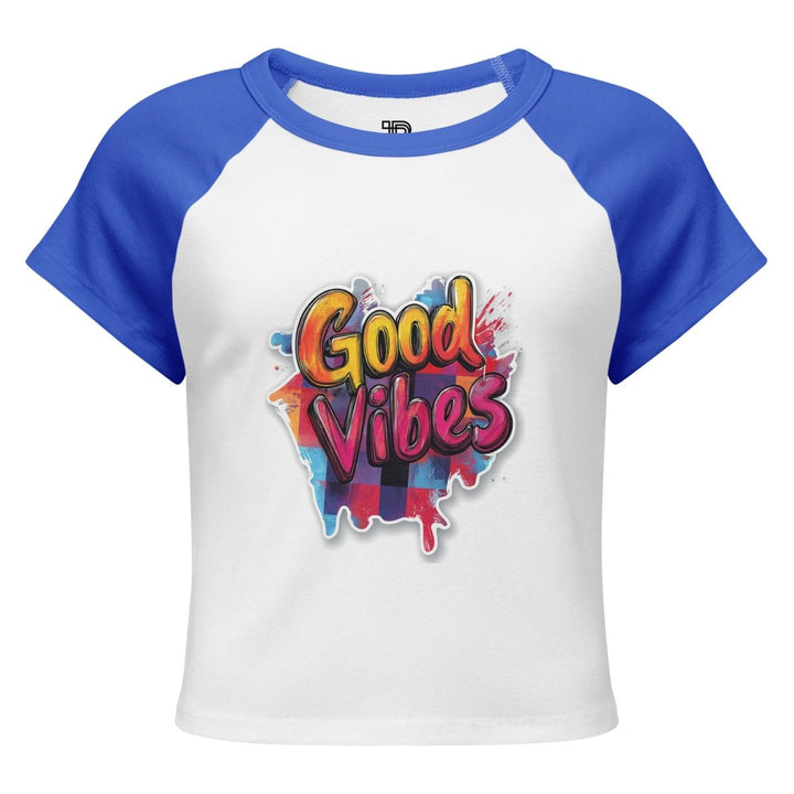 Good Vibes Micro-Rib Raglan Baby Tee - Polendo Design Good Vibes Micro-Rib Raglan Baby Tee
