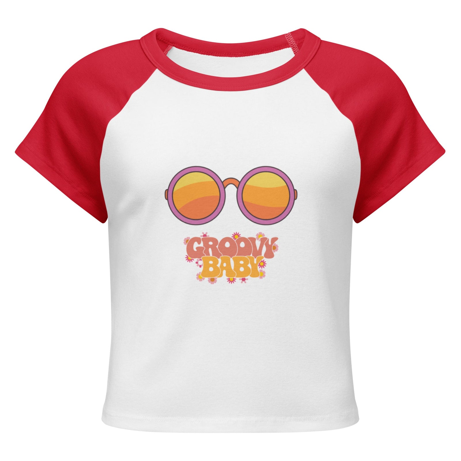 "Groovy Baby" Women’s micro rib raglan baby tee - Polendo Design women's micro rib raglan baby tee