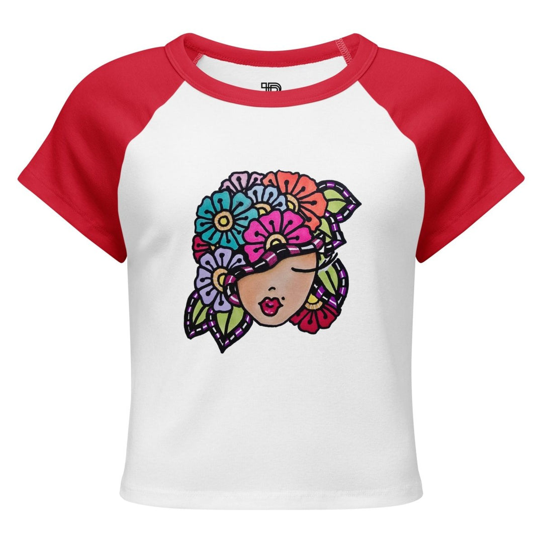 Bloom With Attitude Micro-Rib Raglan Baby Tee - Polendo Design Bloom With Attitude Micro-Rib Raglan Baby Tee