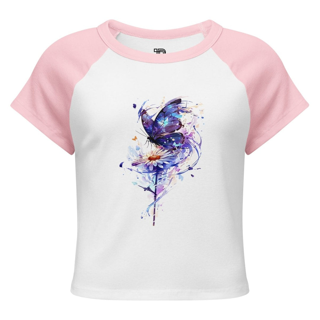 Petal Silence Micro-Rib Raglan Baby Tee - Polendo Design Petal Silence Micro-Rib Raglan Baby Tee