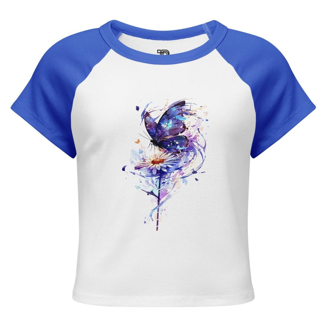 Petal Silence Micro-Rib Raglan Baby Tee - Polendo Design Petal Silence Micro-Rib Raglan Baby Tee
