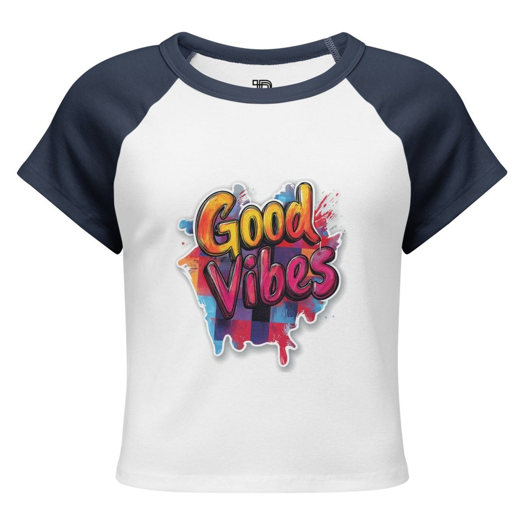 Good Vibes Micro-Rib Raglan Baby Tee - Polendo Design Good Vibes Micro-Rib Raglan Baby Tee