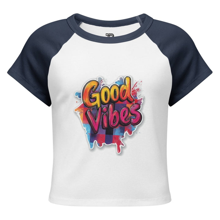 Good Vibes Micro-Rib Raglan Baby Tee - Polendo Design Good Vibes Micro-Rib Raglan Baby Tee