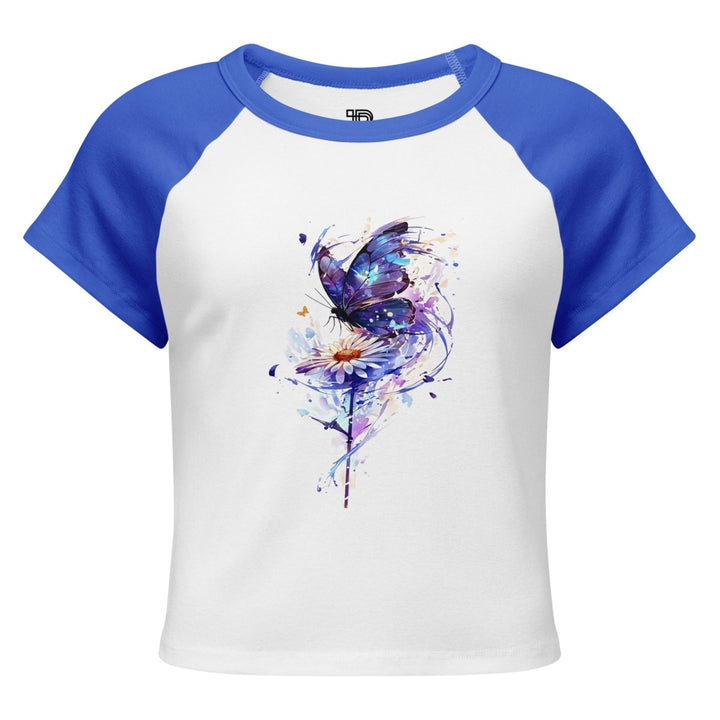Petal Silence Micro-Rib Raglan Baby Tee - Polendo Design Petal Silence Micro-Rib Raglan Baby Tee