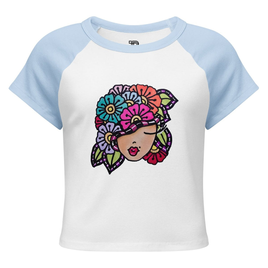 Bloom With Attitude Micro-Rib Raglan Baby Tee - Polendo Design Bloom With Attitude Micro-Rib Raglan Baby Tee