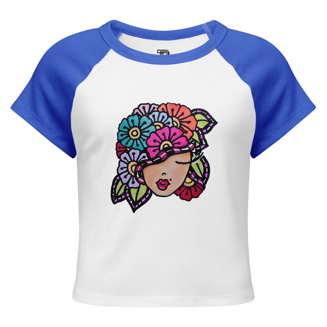 Bloom With Attitude Micro-Rib Raglan Baby Tee - Polendo Design Bloom With Attitude Micro-Rib Raglan Baby Tee