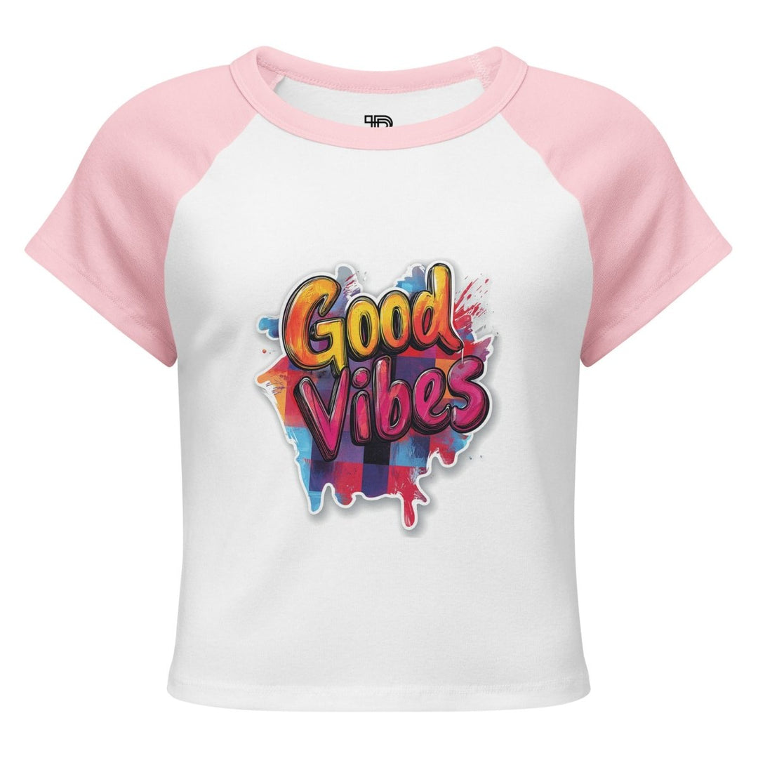 Good Vibes Micro-Rib Raglan Baby Tee - Polendo Design Good Vibes Micro-Rib Raglan Baby Tee