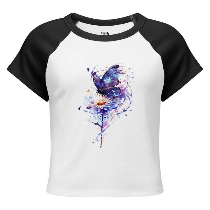 Petal Silence Micro-Rib Raglan Baby Tee - Polendo Design Petal Silence Micro-Rib Raglan Baby Tee