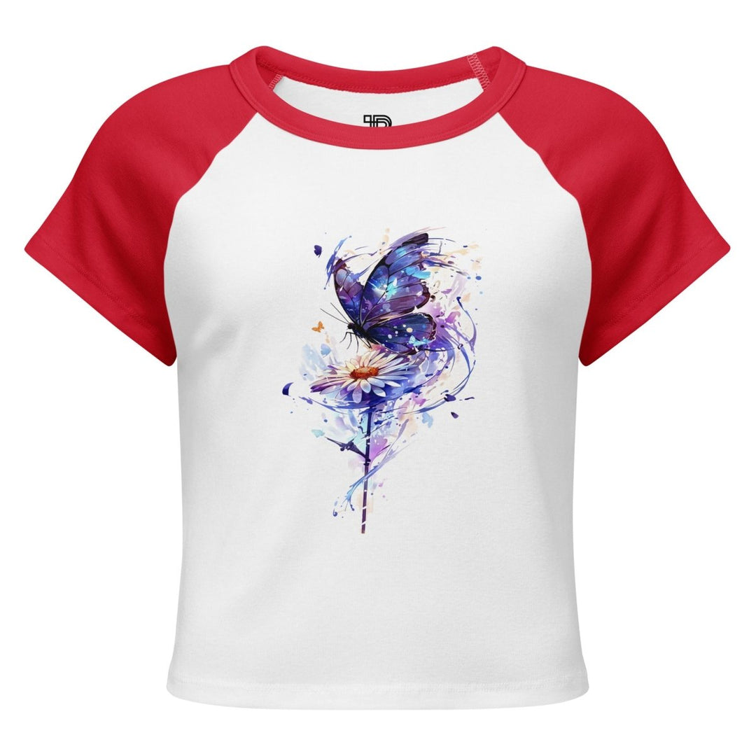 Petal Silence Micro-Rib Raglan Baby Tee - Polendo Design Petal Silence Micro-Rib Raglan Baby Tee