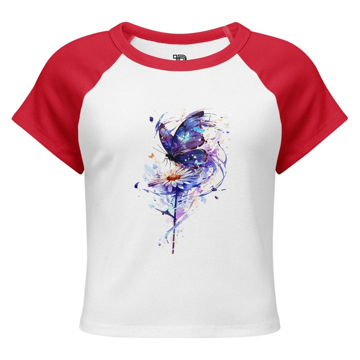 Petal Silence Micro-Rib Raglan Baby Tee - Polendo Design Petal Silence Micro-Rib Raglan Baby Tee