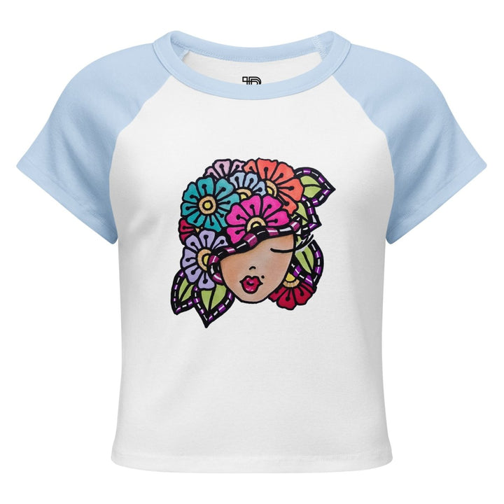 Bloom With Attitude Micro-Rib Raglan Baby Tee - Polendo Design Bloom With Attitude Micro-Rib Raglan Baby Tee