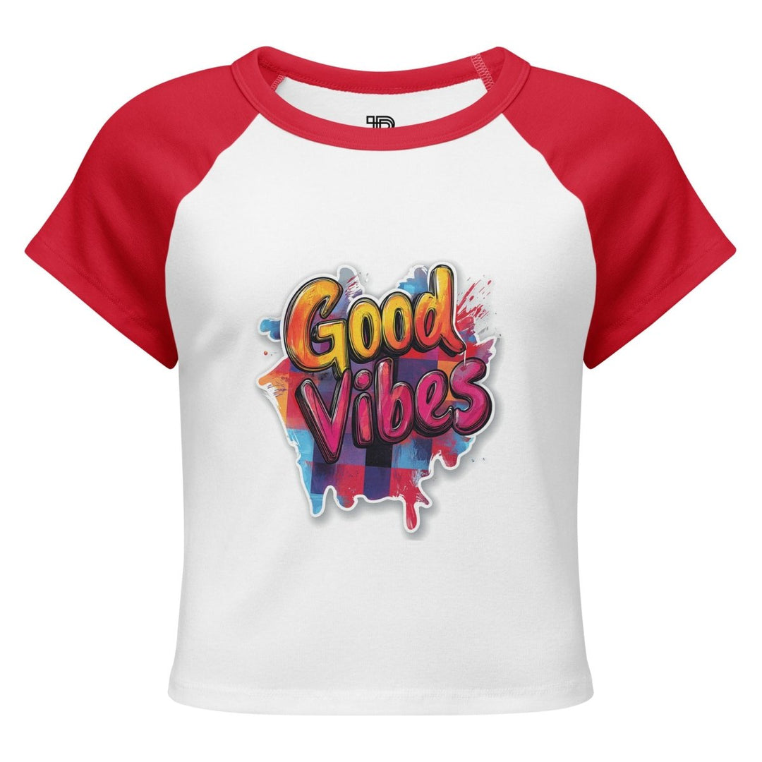 Good Vibes Micro-Rib Raglan Baby Tee - Polendo Design Good Vibes Micro-Rib Raglan Baby Tee