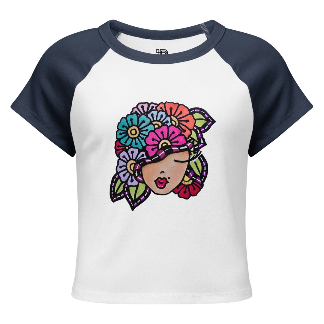 Bloom With Attitude Micro-Rib Raglan Baby Tee - Polendo Design Bloom With Attitude Micro-Rib Raglan Baby Tee
