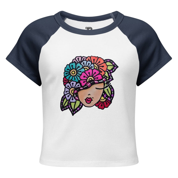 Bloom With Attitude Micro-Rib Raglan Baby Tee - Polendo Design Bloom With Attitude Micro-Rib Raglan Baby Tee