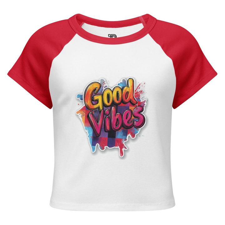 Good Vibes Micro-Rib Raglan Baby Tee - Polendo Design Good Vibes Micro-Rib Raglan Baby Tee