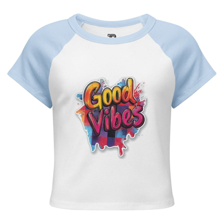 Good Vibes Micro-Rib Raglan Baby Tee - Polendo Design Good Vibes Micro-Rib Raglan Baby Tee
