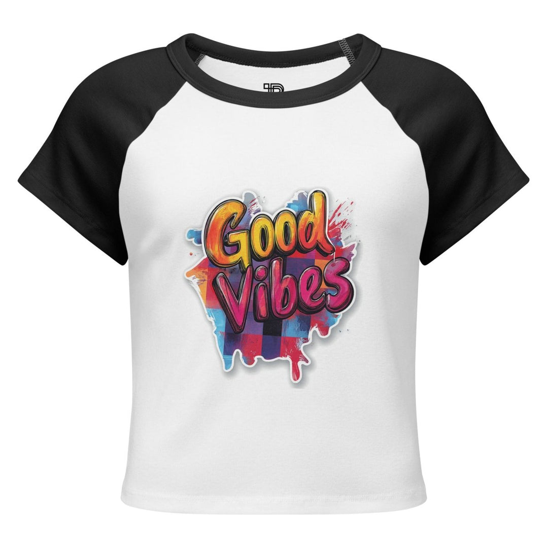 Good Vibes Micro-Rib Raglan Baby Tee - Polendo Design Good Vibes Micro-Rib Raglan Baby Tee