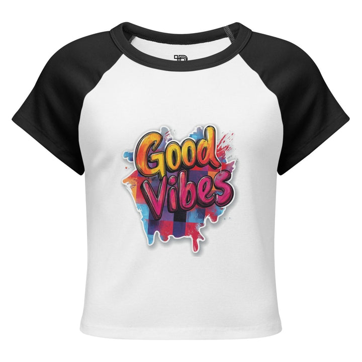 Good Vibes Micro-Rib Raglan Baby Tee - Polendo Design Good Vibes Micro-Rib Raglan Baby Tee