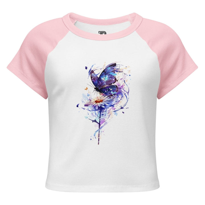 Petal Silence Micro-Rib Raglan Baby Tee - Polendo Design Petal Silence Micro-Rib Raglan Baby Tee