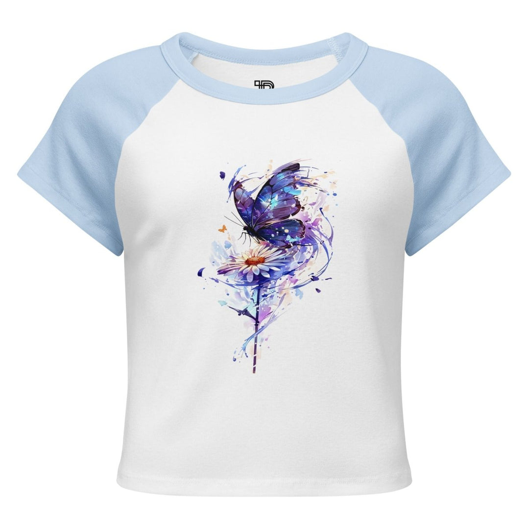Petal Silence Micro-Rib Raglan Baby Tee - Polendo Design Petal Silence Micro-Rib Raglan Baby Tee