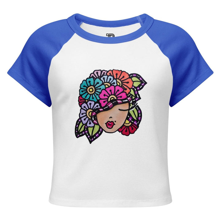 Bloom With Attitude Micro-Rib Raglan Baby Tee - Polendo Design Bloom With Attitude Micro-Rib Raglan Baby Tee
