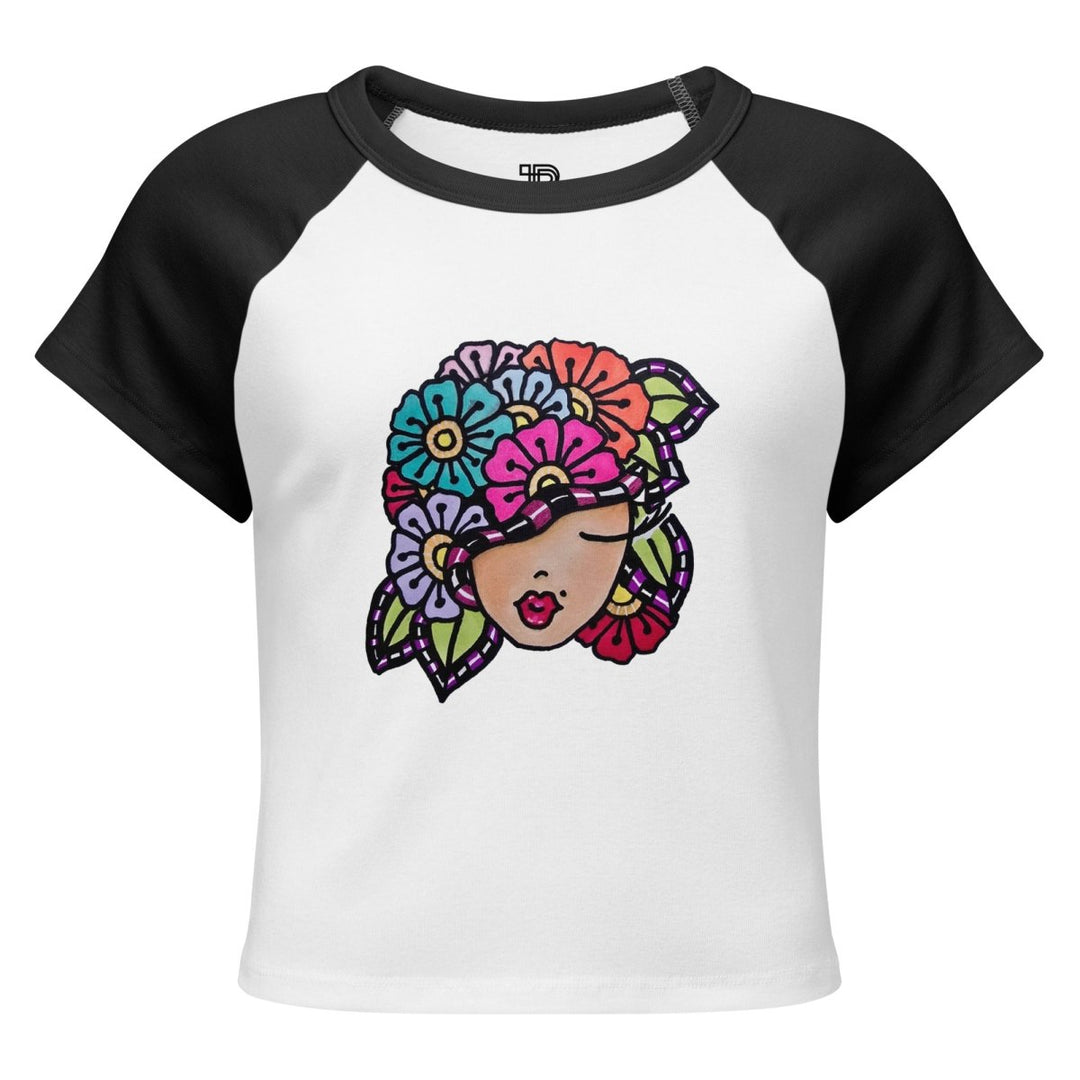Bloom With Attitude Micro-Rib Raglan Baby Tee - Polendo Design Bloom With Attitude Micro-Rib Raglan Baby Tee
