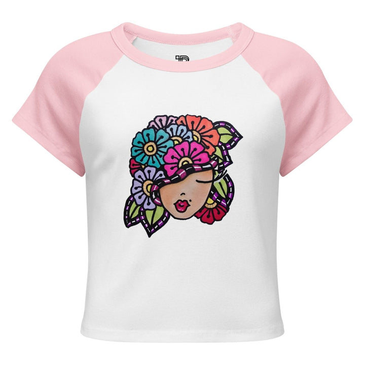 Bloom With Attitude Micro-Rib Raglan Baby Tee - Polendo Design Bloom With Attitude Micro-Rib Raglan Baby Tee