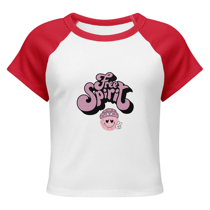"Free Spirit" Women’s Micro Rib Raglan Baby Tee - Polendo Design T-SHIRT