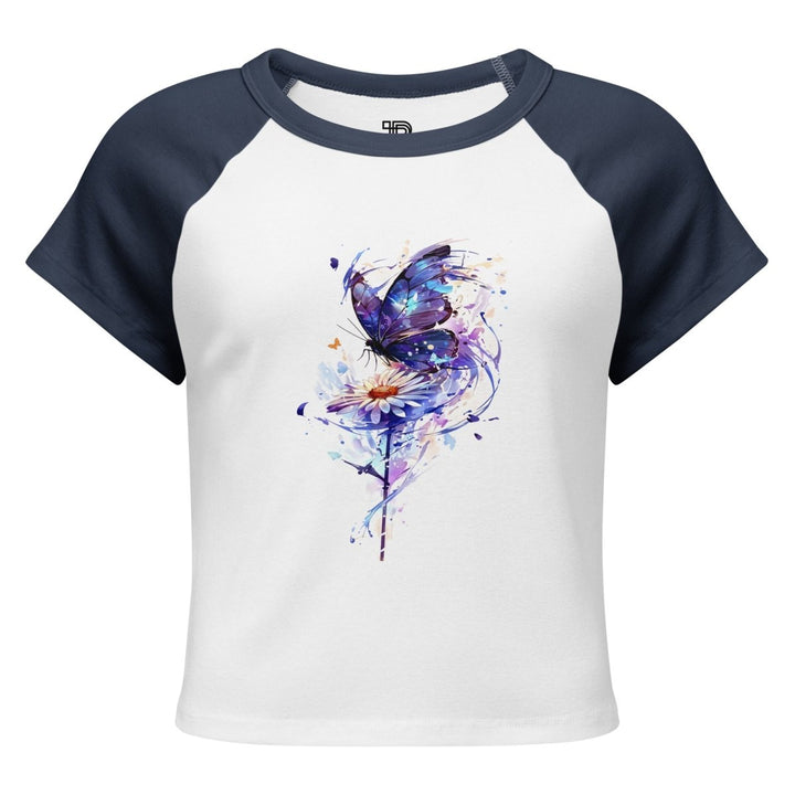 Petal Silence Micro-Rib Raglan Baby Tee - Polendo Design Petal Silence Micro-Rib Raglan Baby Tee
