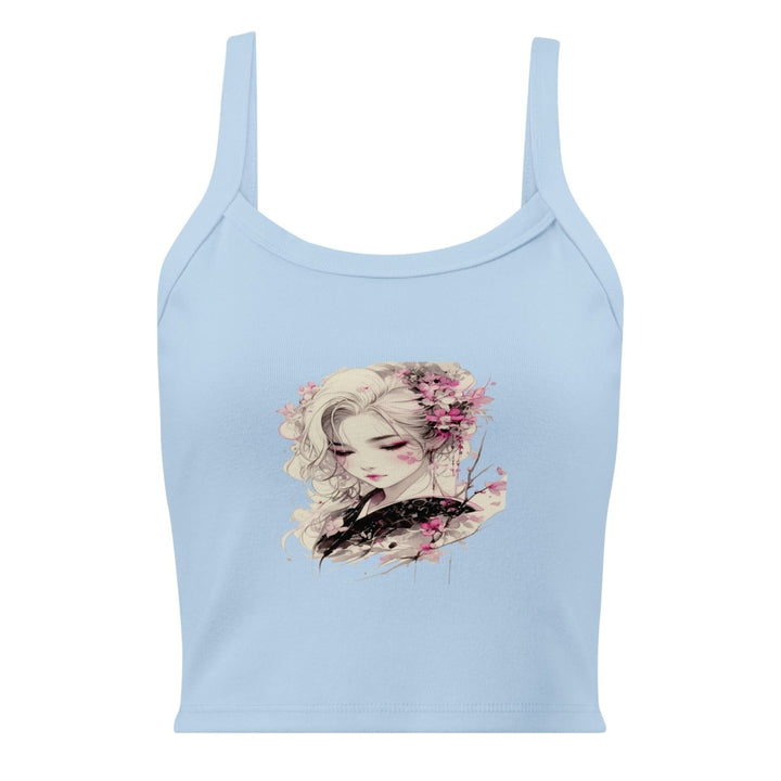 Petal Silence Micro-Rib Tank Top – Art Graphic Crop Top - Polendo Design Petal Silence Micro-Rib Tank Top