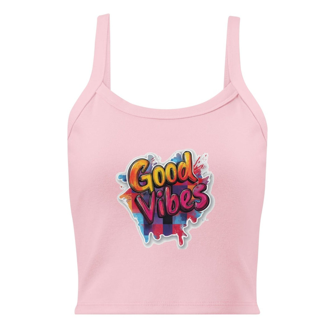 Vibe Spill Micro-Rib Tank Top – Art Graphic Crop Top - Polendo Design Vibe Spill Micro-Rib Tank Top